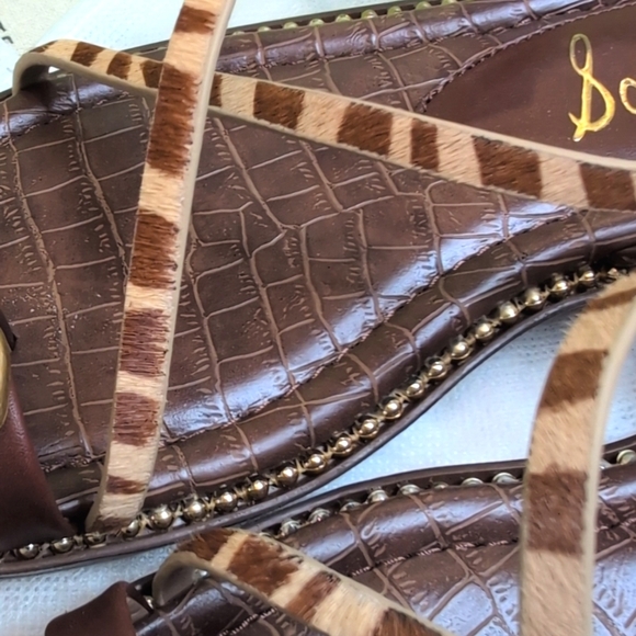 NEW Sam Edelman Tenly Toe Camel Zebra Brahama Hair Strap Sandals 8.5 - Picture 10 of 13